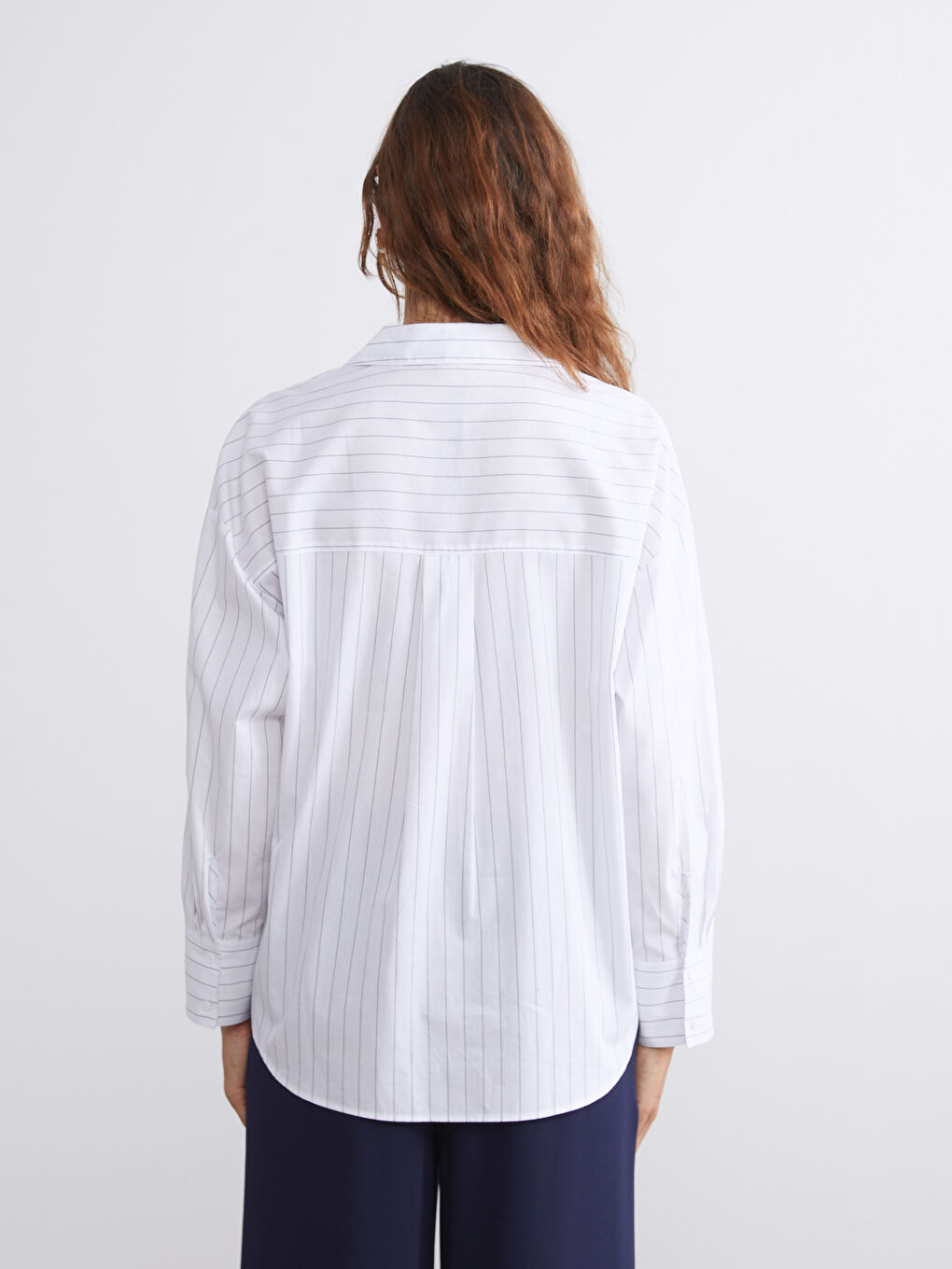 LCW Vision Striped Oversize Poplin Women's Shirt -W59116Z8-LEG