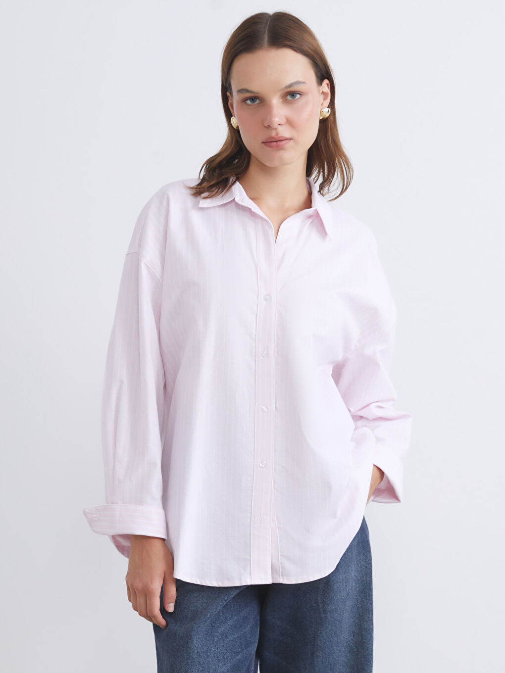 LCW Vision Loose Fit Oxford Pocket Women's Shirt -W59117Z8-LHK