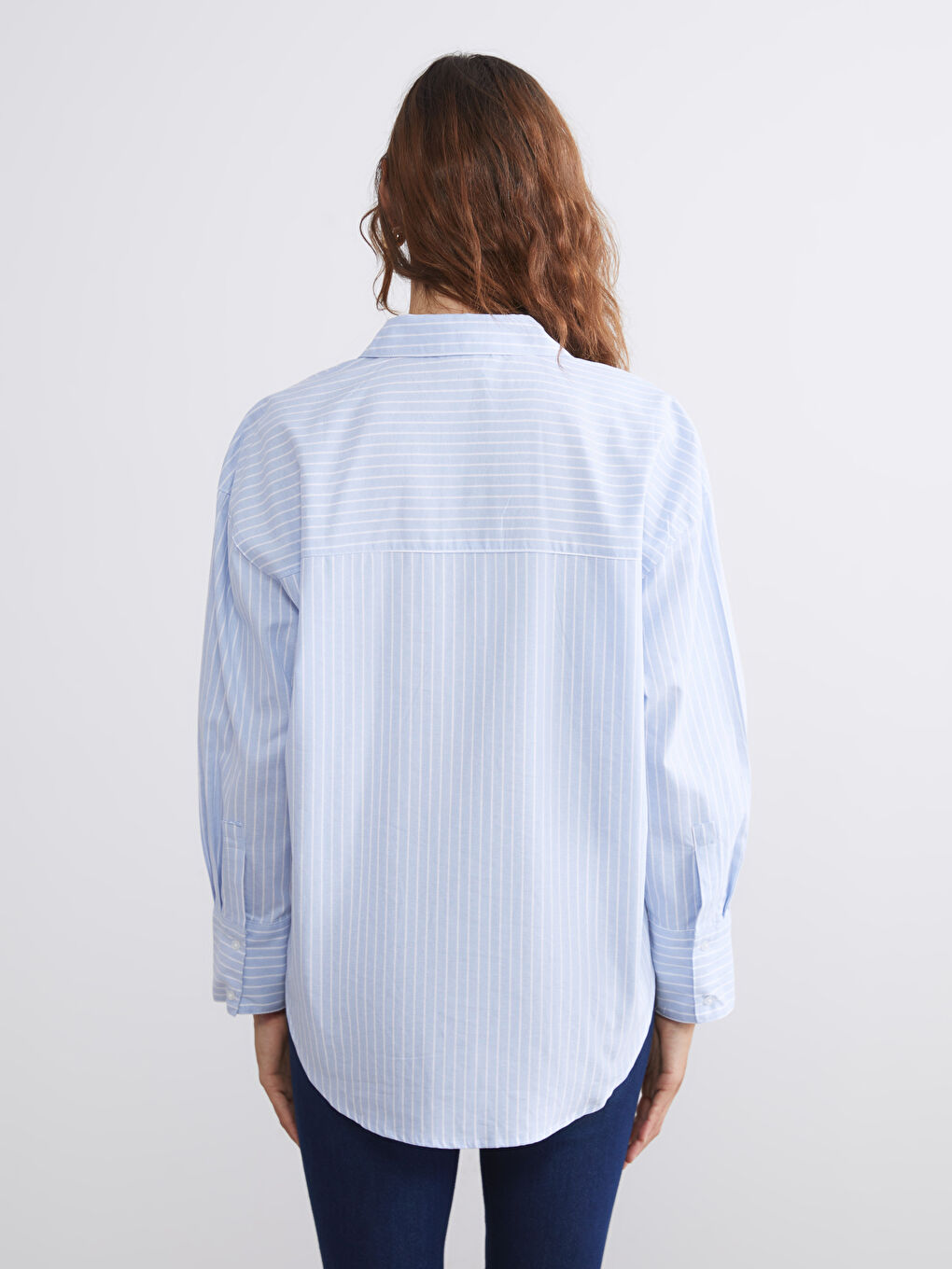 LCW Vision Striped Oversize Women's Shirt -W59117Z8-LEN