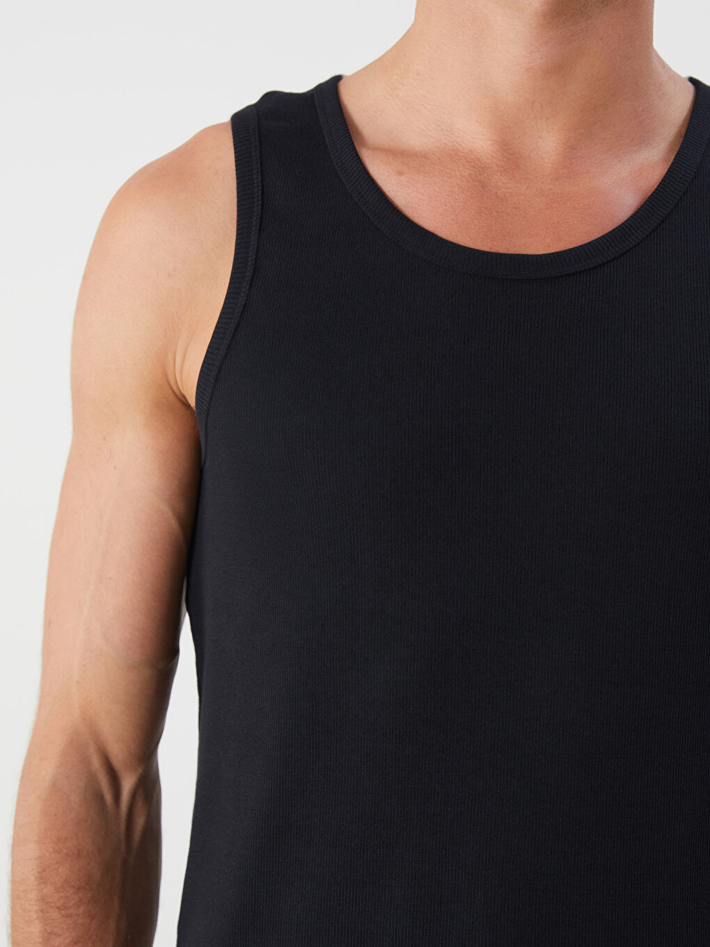 Siyah U Yaka Penye Erkek Fitilli Atlet 2'li-4