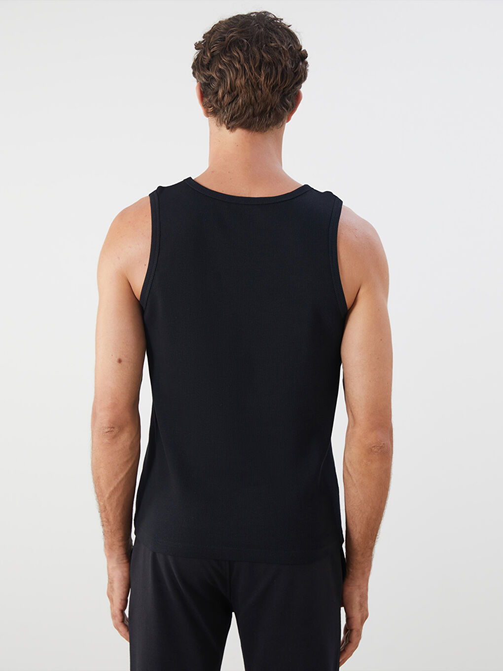 Siyah U Yaka Penye Erkek Fitilli Atlet 2'li-6