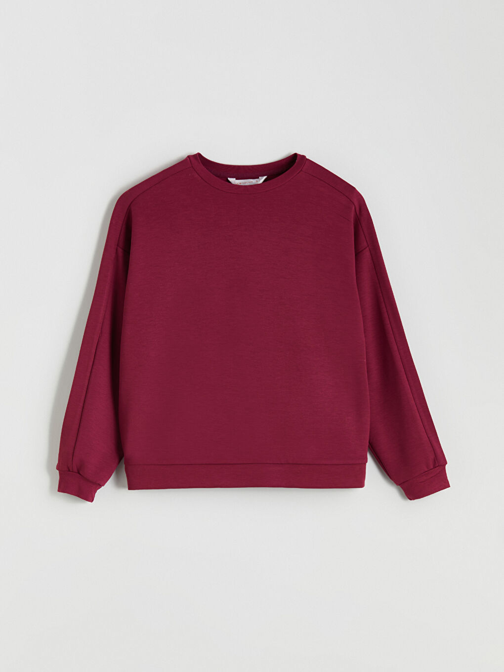 Bordo Bisiklet Yaka Oversize Kadın Pijama Üstü-6