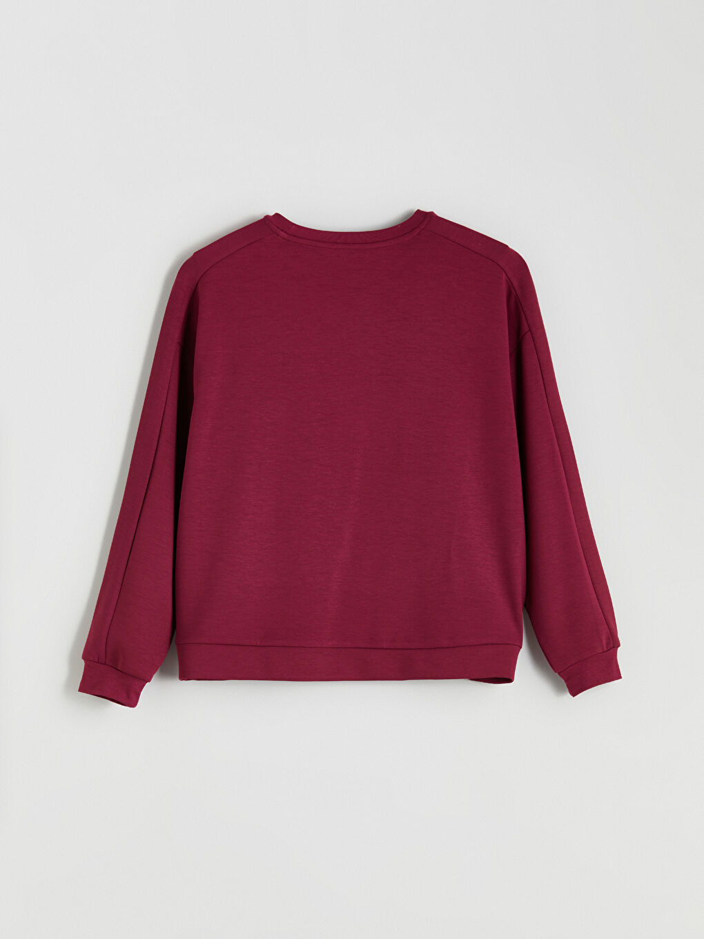 Bordo Bisiklet Yaka Oversize Kadın Pijama Üstü-7