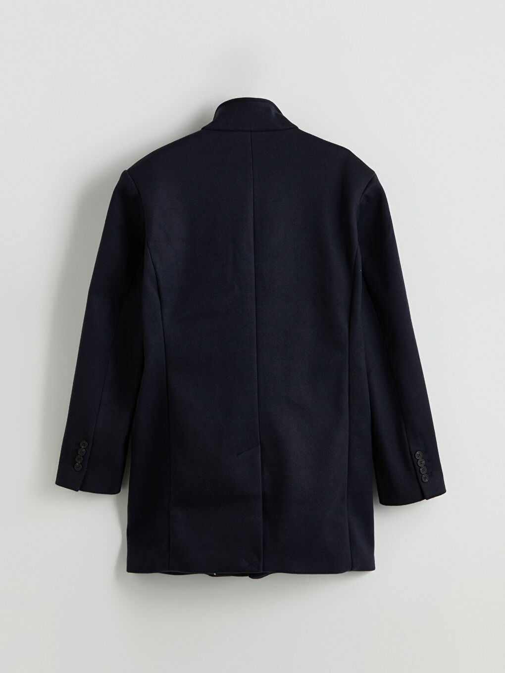 Lacivert Büyük Beden Standart Kalıp Dik Yaka Erkek Kaşe Kaban-2