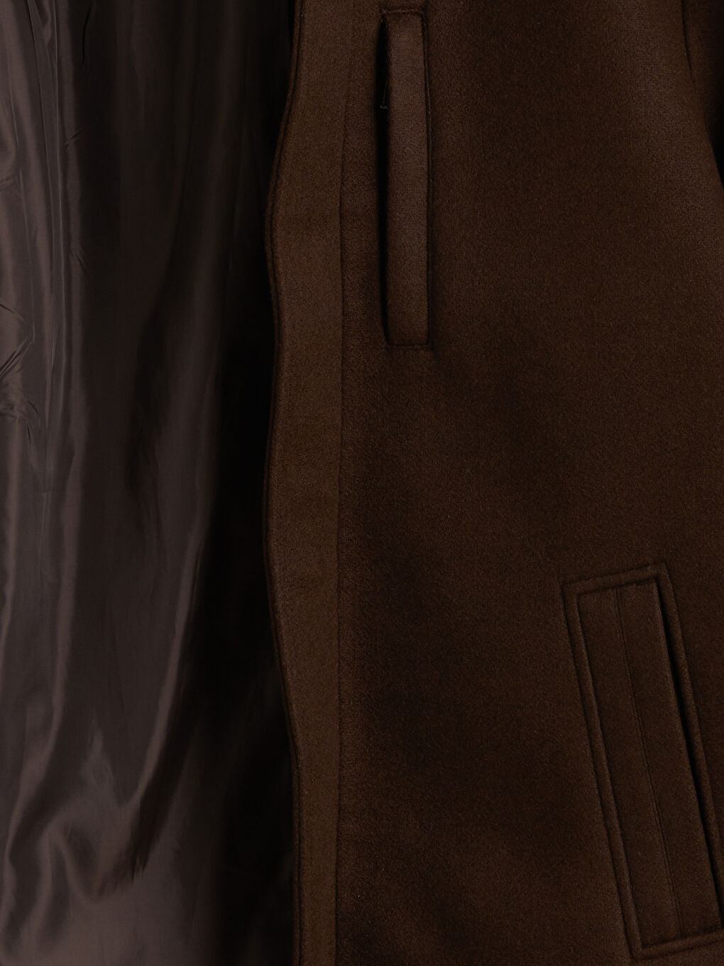 Kahverengi Büyük Beden Standart Kalıp Dik Yaka Erkek Kaşe Kaban-1