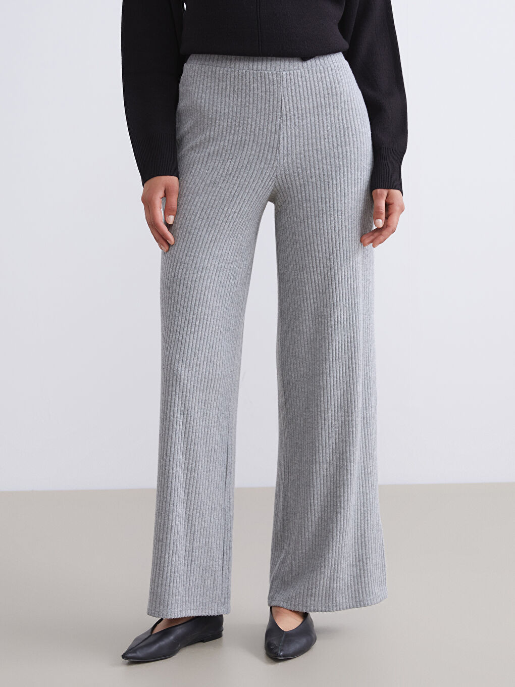 Elasticated Waist Textured Women's Trousers-1