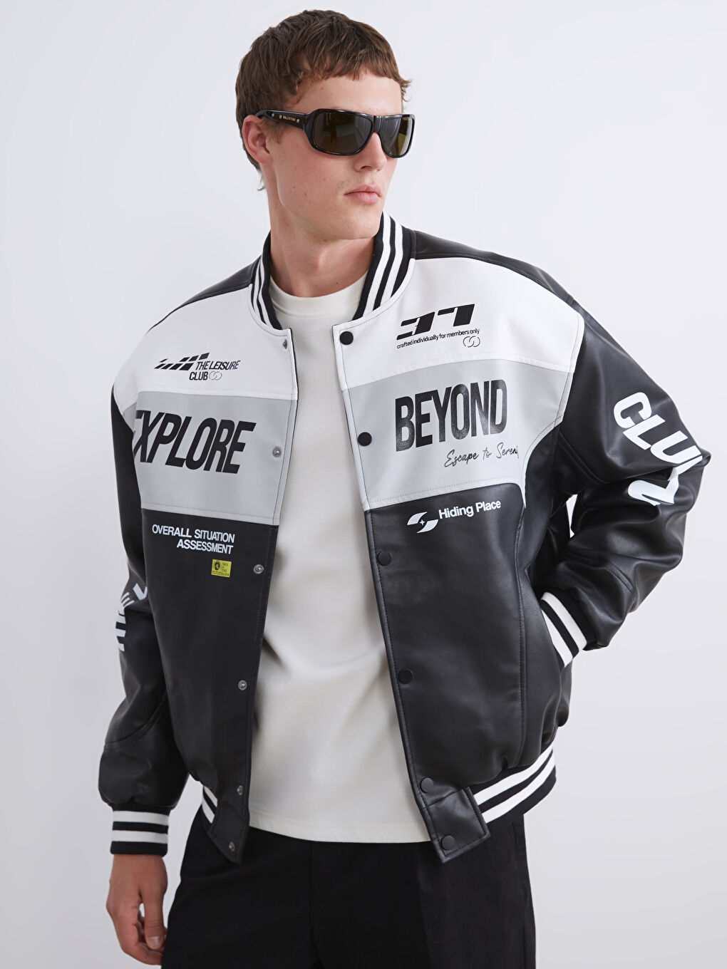 Loose Fit College Collar Logo Men's Coat-1