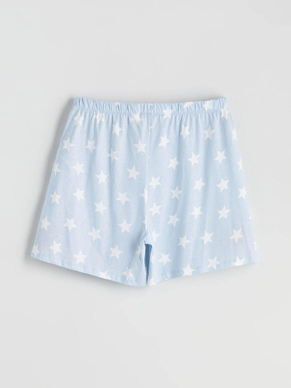 Mavi Beli Lastikli Baskılı Kadın Şort Pijama Altı-1