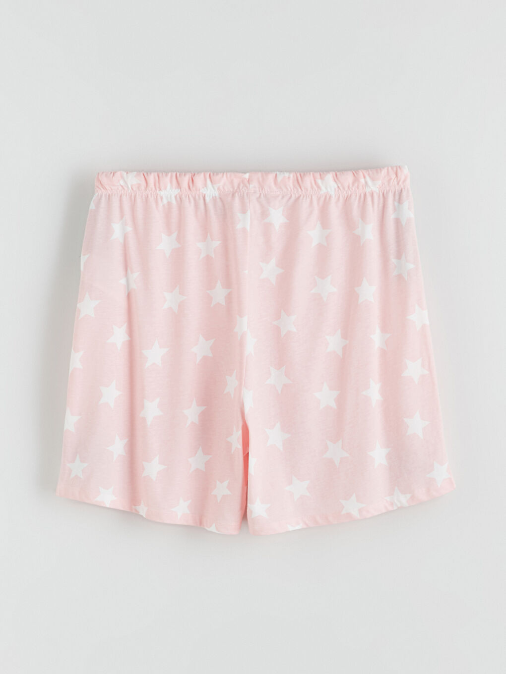 Pembe Beli Lastikli Baskılı Kadın Şort Pijama Altı-1