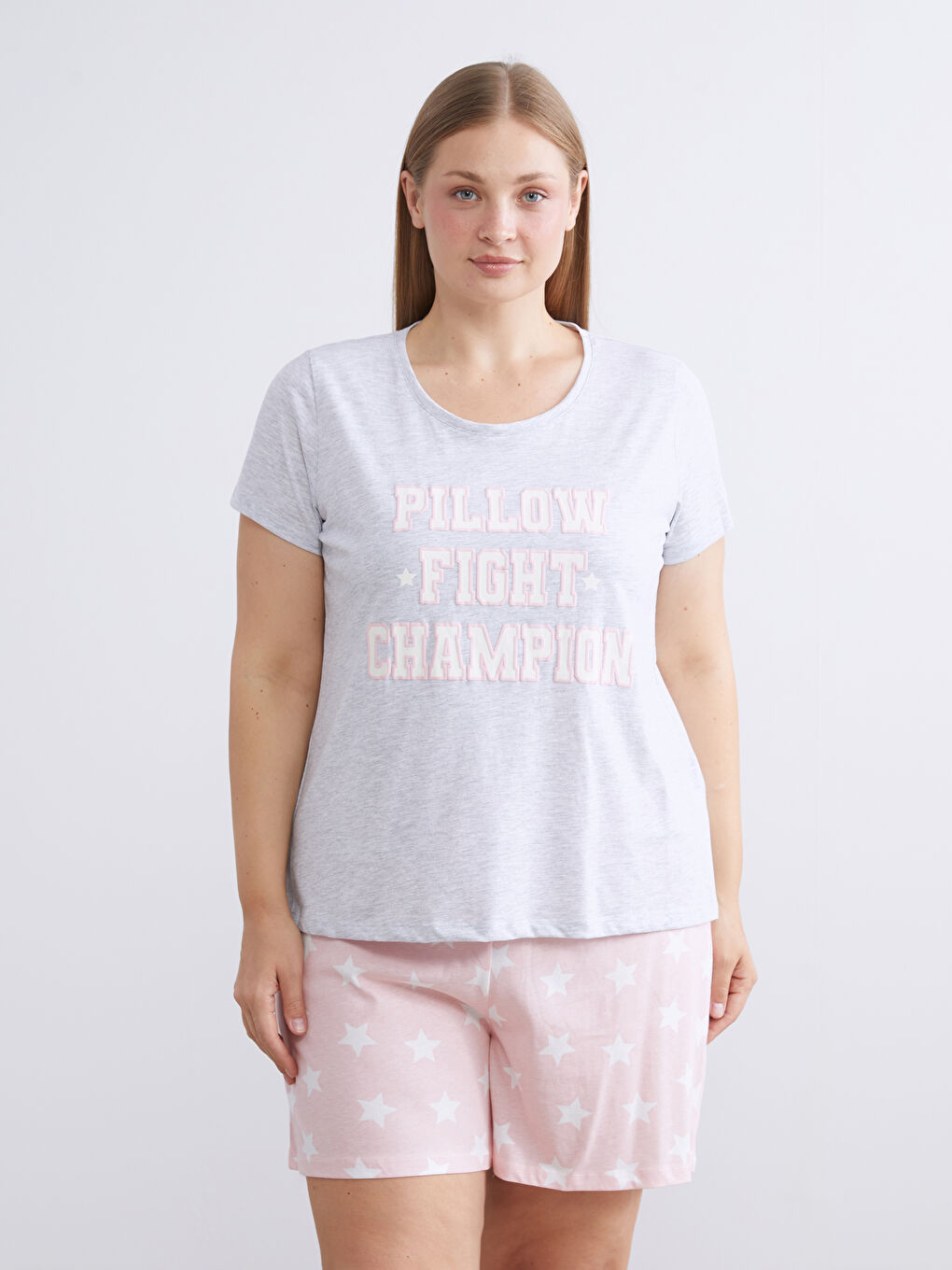 Star Patterned Women's Shortie Pyjama Set-1