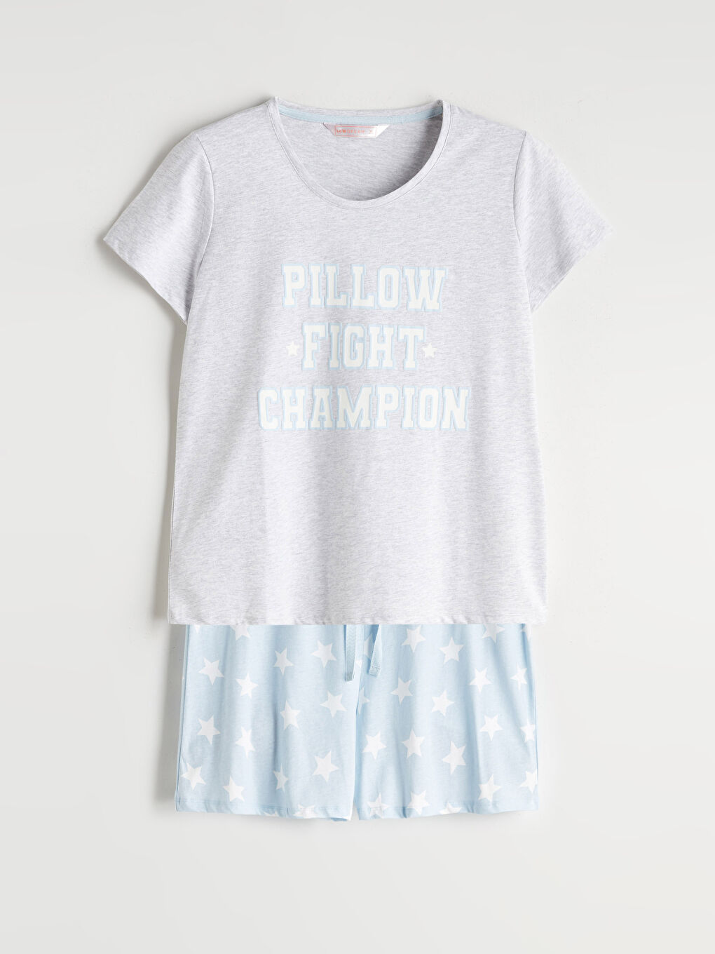 Mavi Yıldız Desenli Kadın Şortlu Pijama Takımı-6