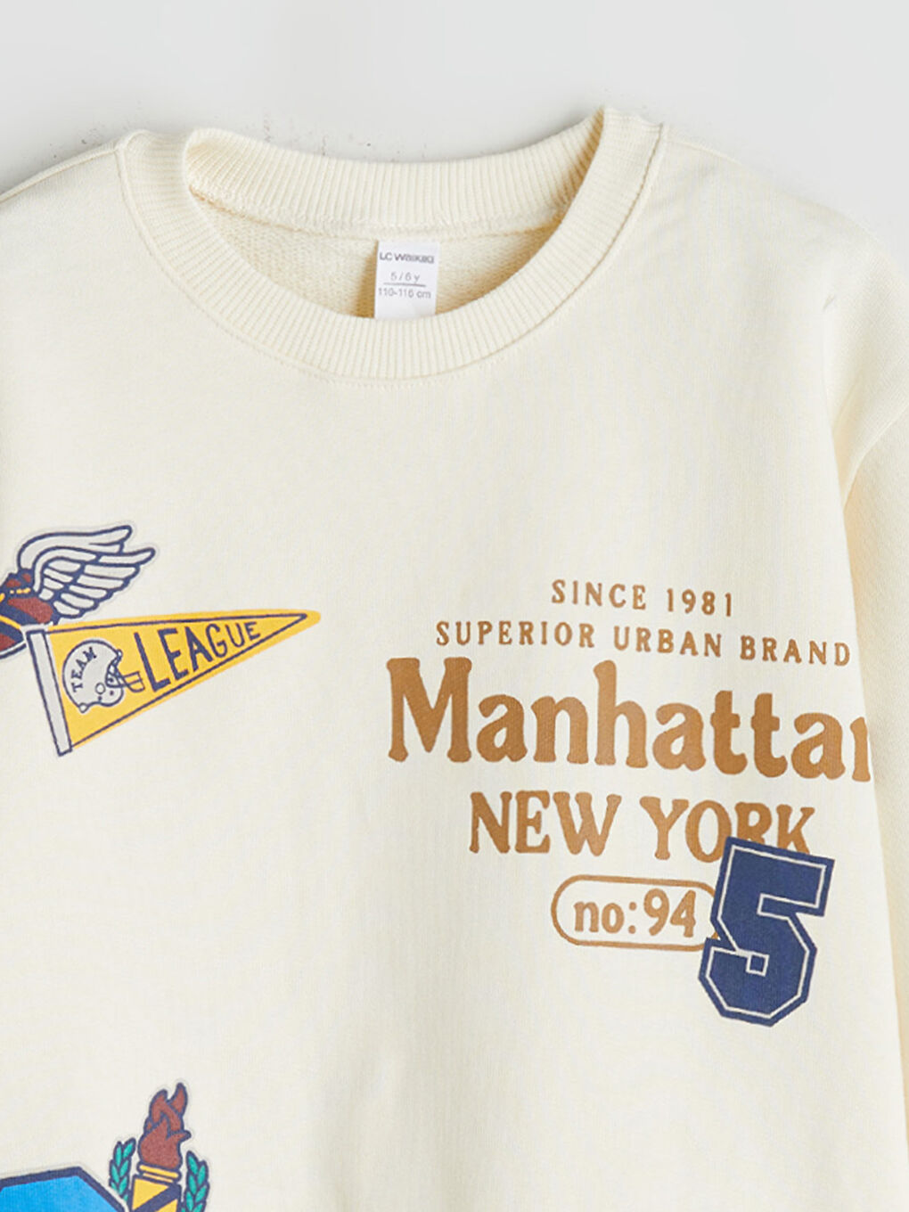 Bej Bisiklet Yaka Erkek Çocuk Sweatshirt-2