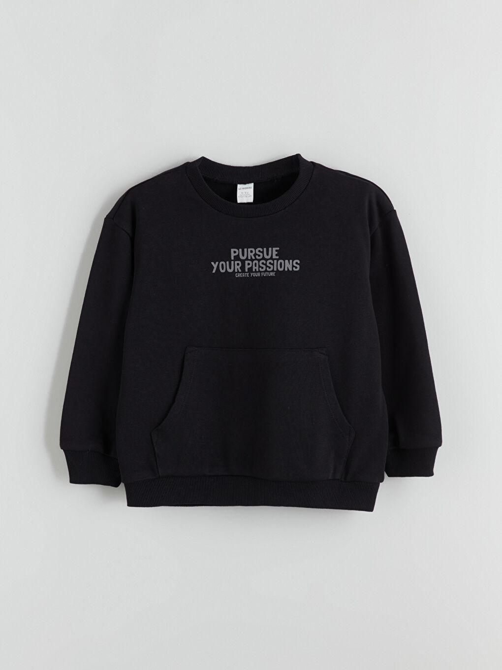 Siyah Bisiklet Yaka Erkek Çocuk Sweatshirt