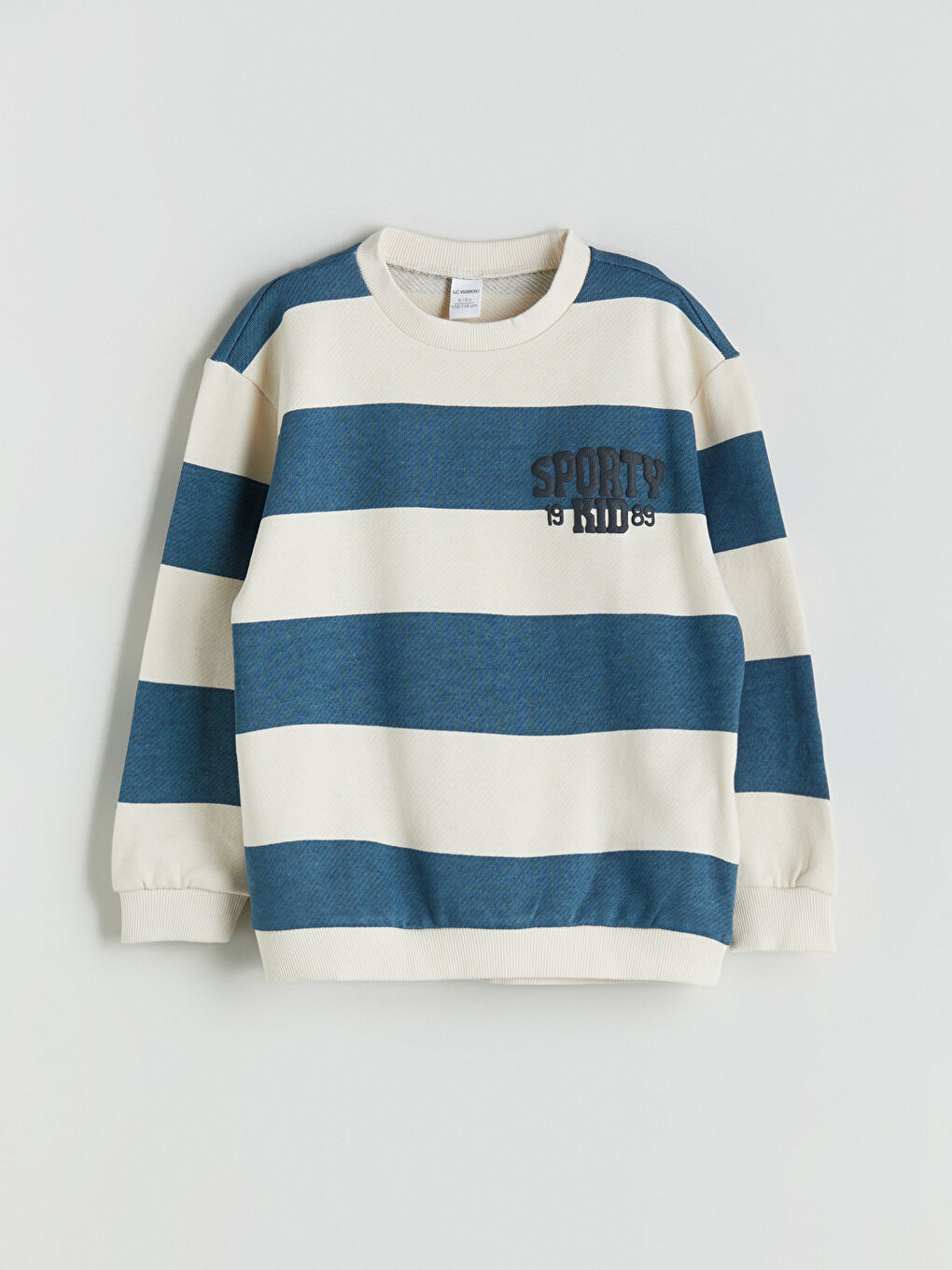 Bej Bisiklet Yaka Baskılı Erkek Çocuk Sweatshirt