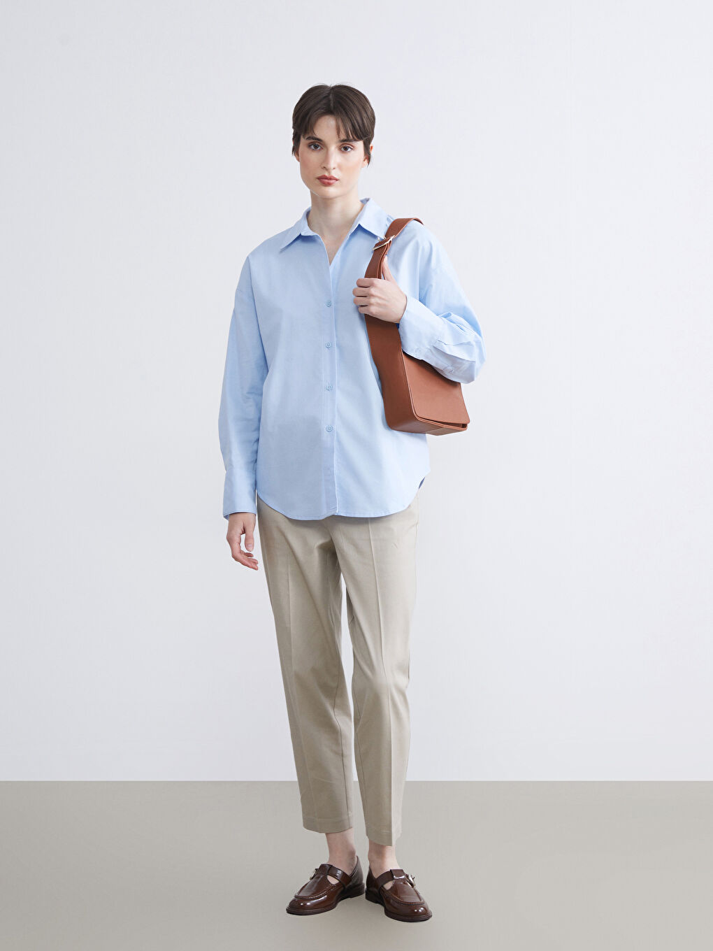 LCW Vision Striped Oversize Women's Shirt -W59357Z8-DHU