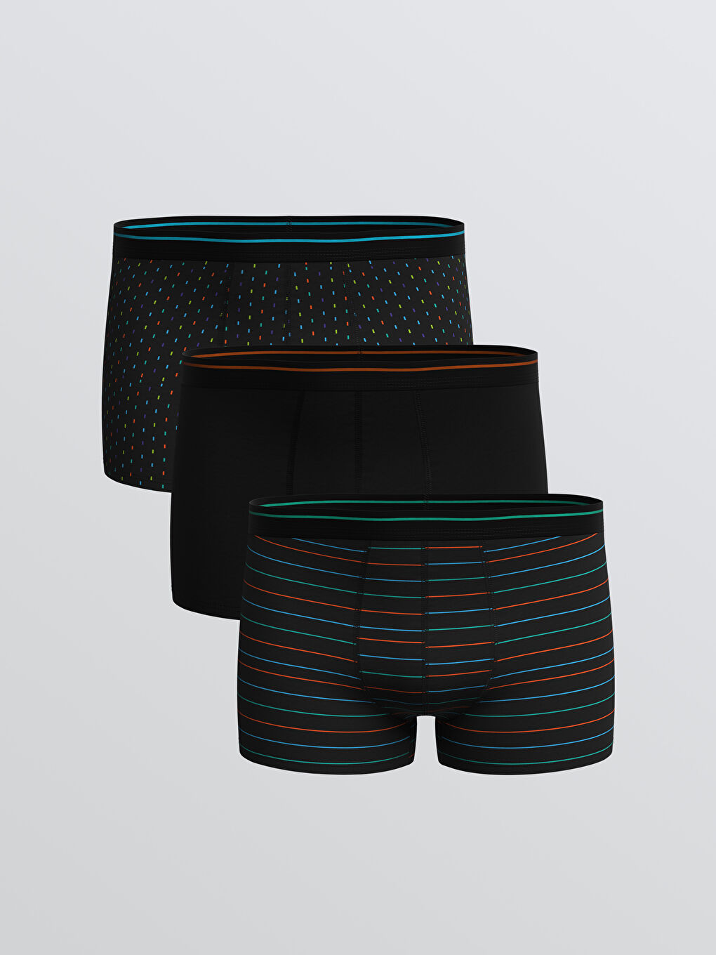 Siyah Standart Kalıp Pamuklu Esnek Erkek Boxer 3'lü