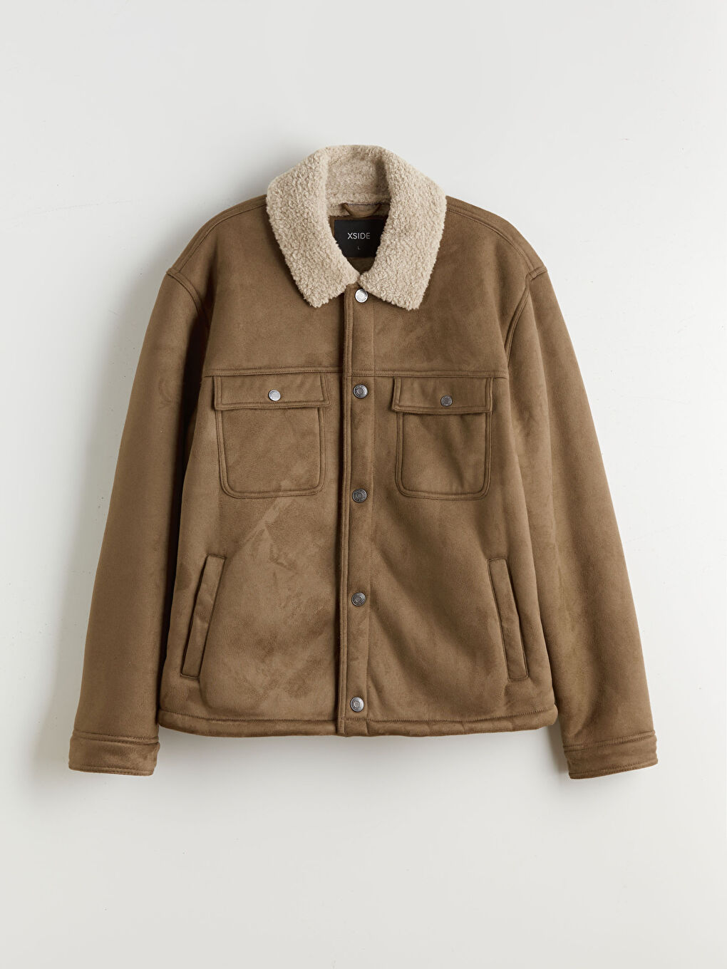 Kahverengi Standart Kalıp Kürk Yaka Süet Erkek Mont-5