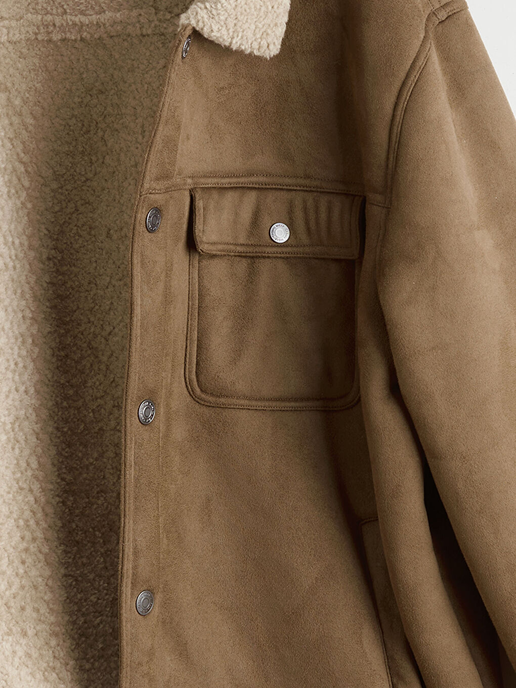 Kahverengi Standart Kalıp Kürk Yaka Süet Erkek Mont-7