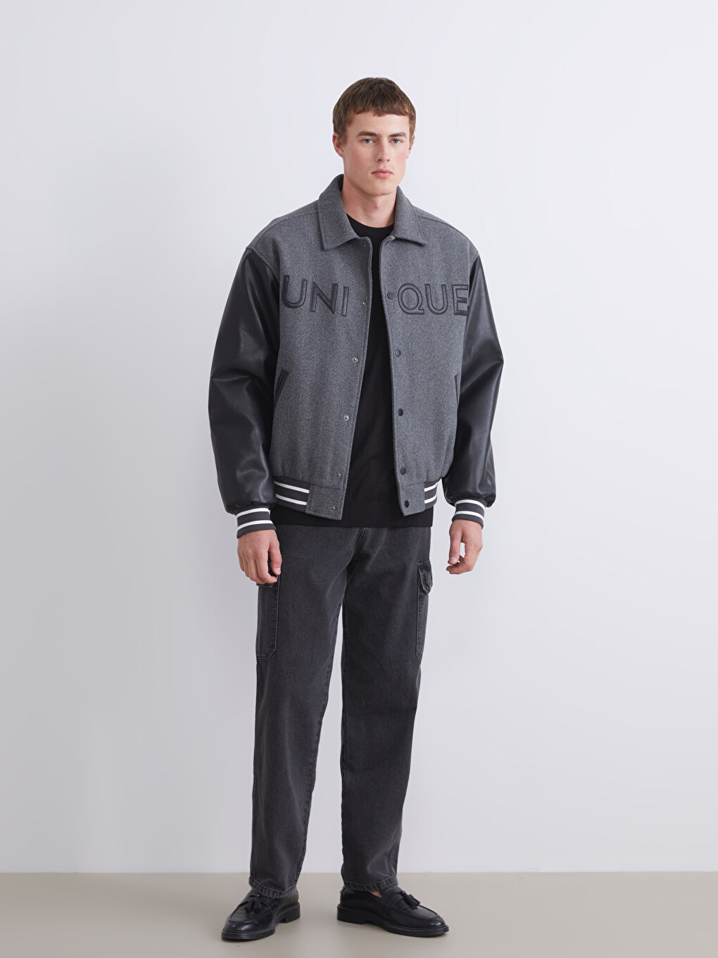 Relaxed Fit Collared Neck Men's Coat-1