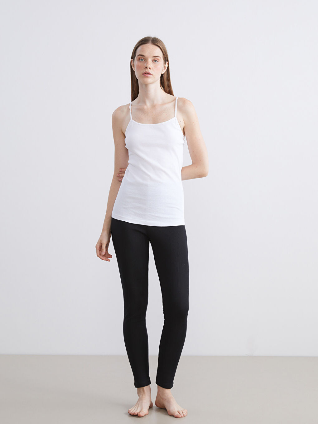 Women's Elasticated Waist Plain Base Layer Leggings-1