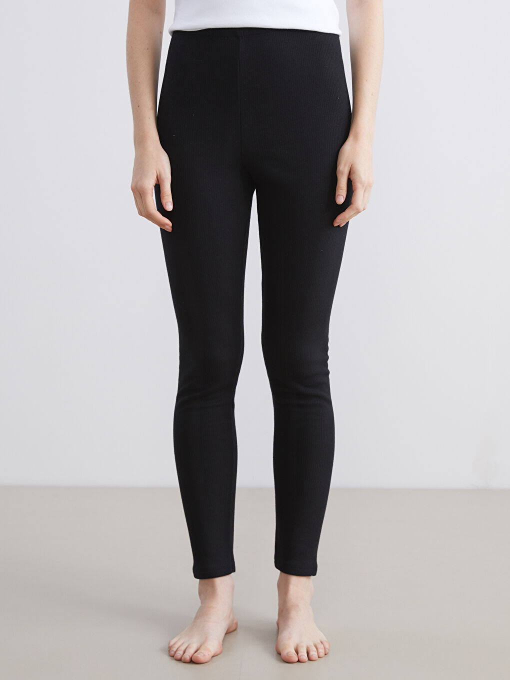Women's Elasticated Waist Plain Base Layer Leggings-2