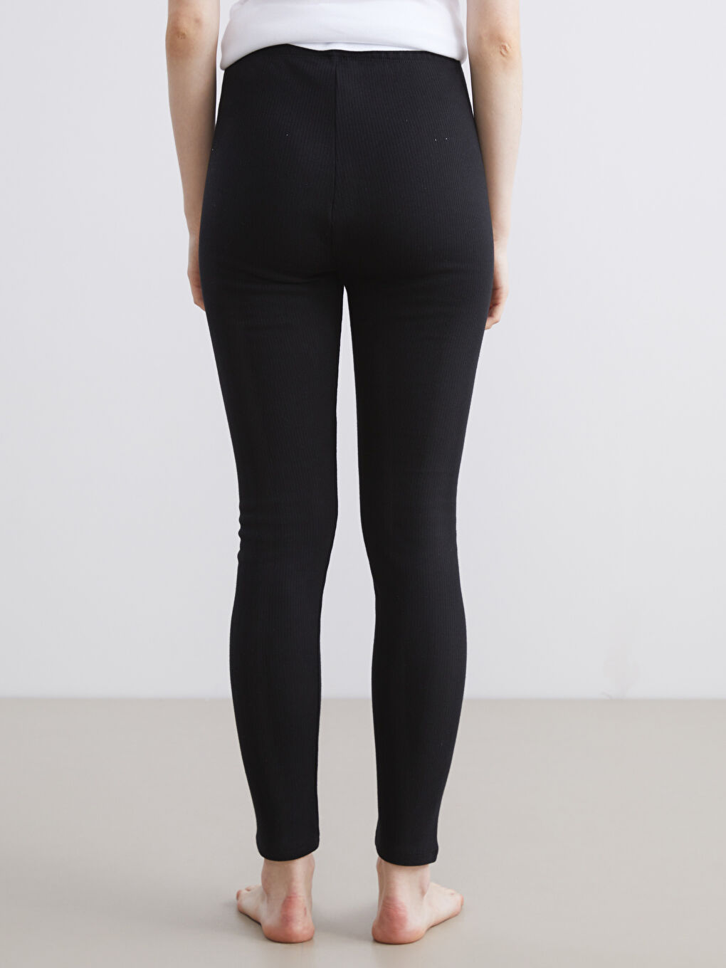 Women's Elasticated Waist Plain Base Layer Leggings-6