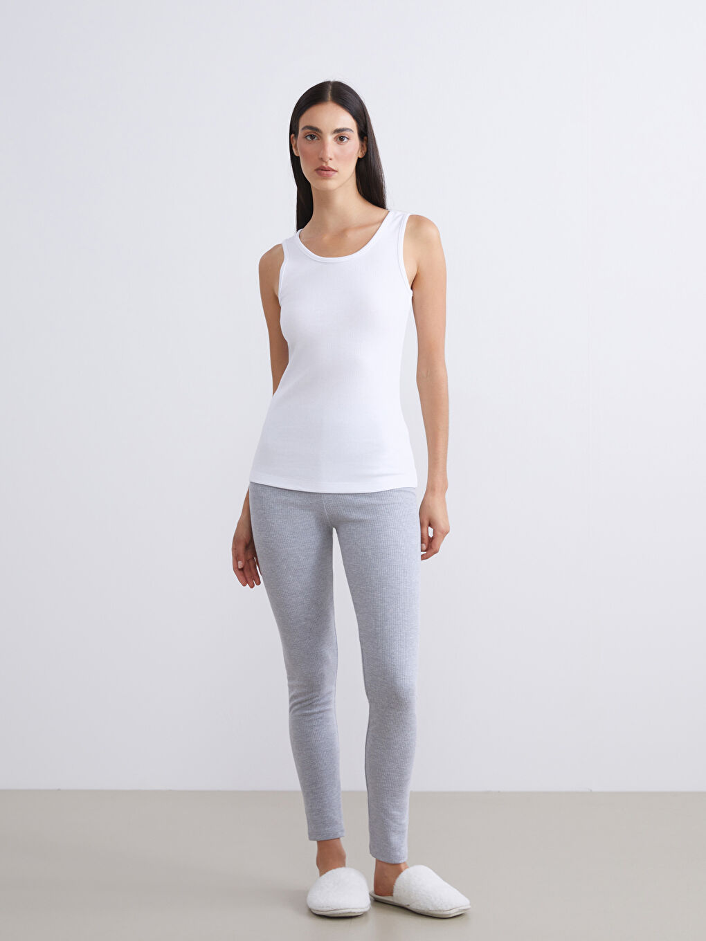 Women's Elasticated Waist Plain Base Layer Leggings-1