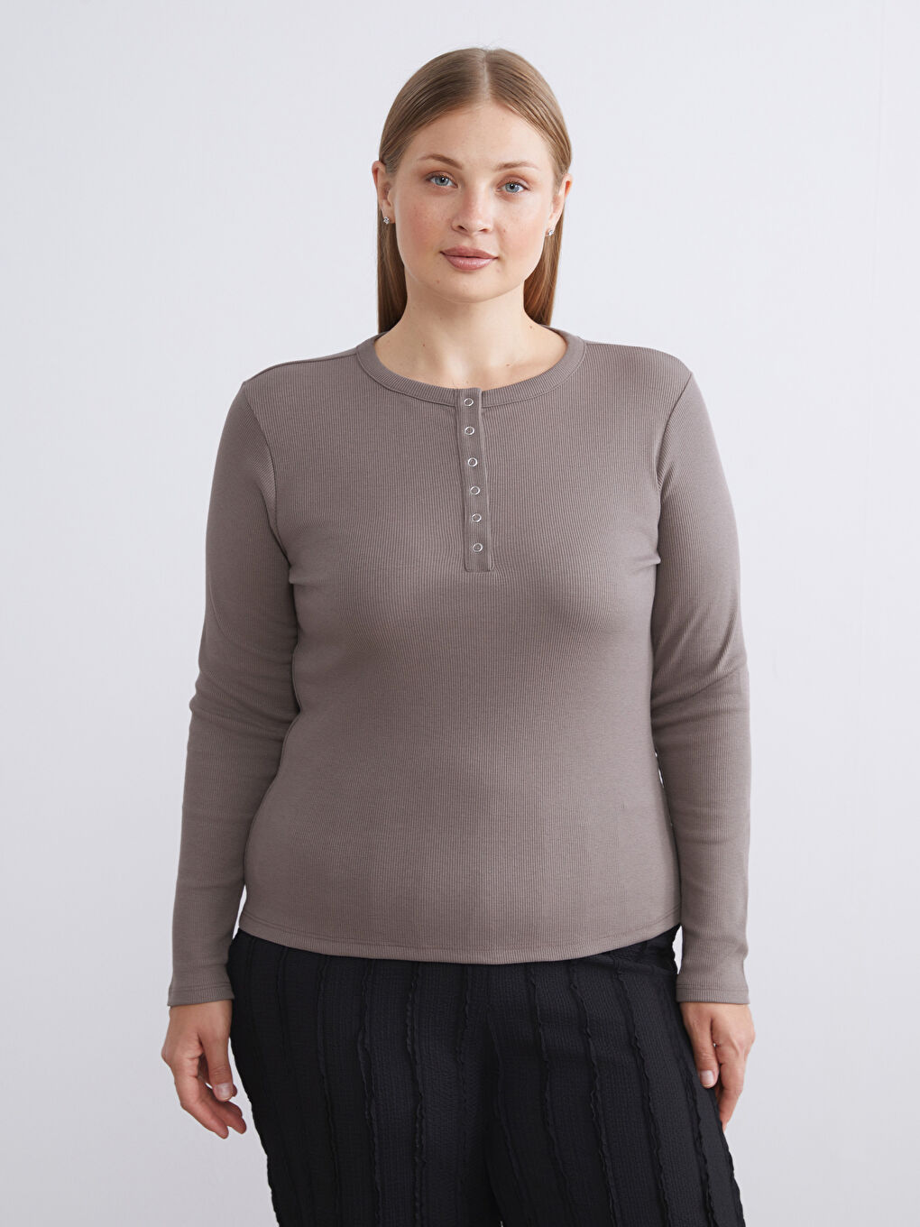 Kahverengi Bisiklet Yaka Kadın Body-2