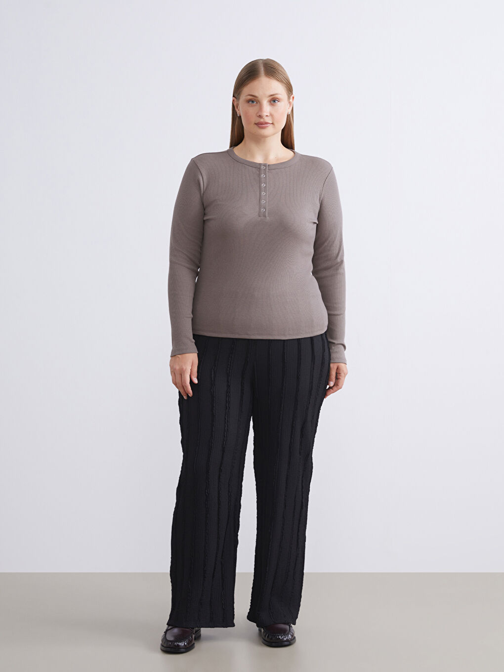 Kahverengi Bisiklet Yaka Kadın Body-5