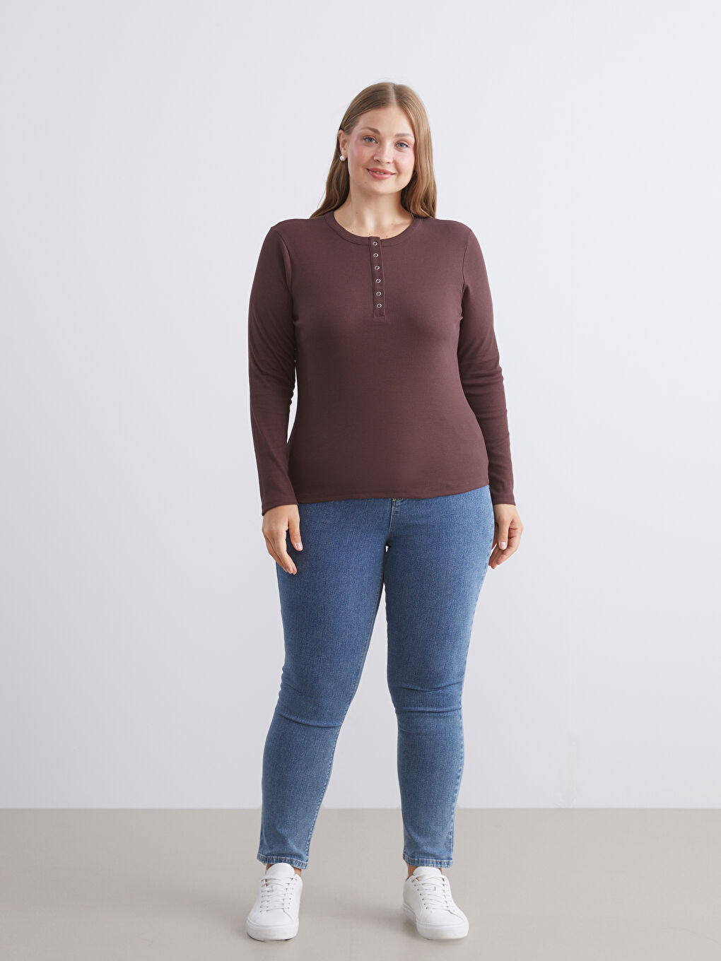 Kahverengi Bisiklet Yaka Kadın Body-1