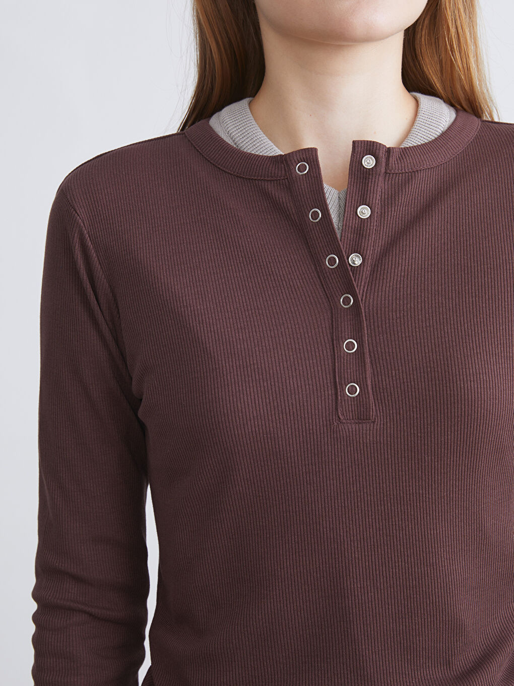 Kahverengi Bisiklet Yaka Kadın Body-3