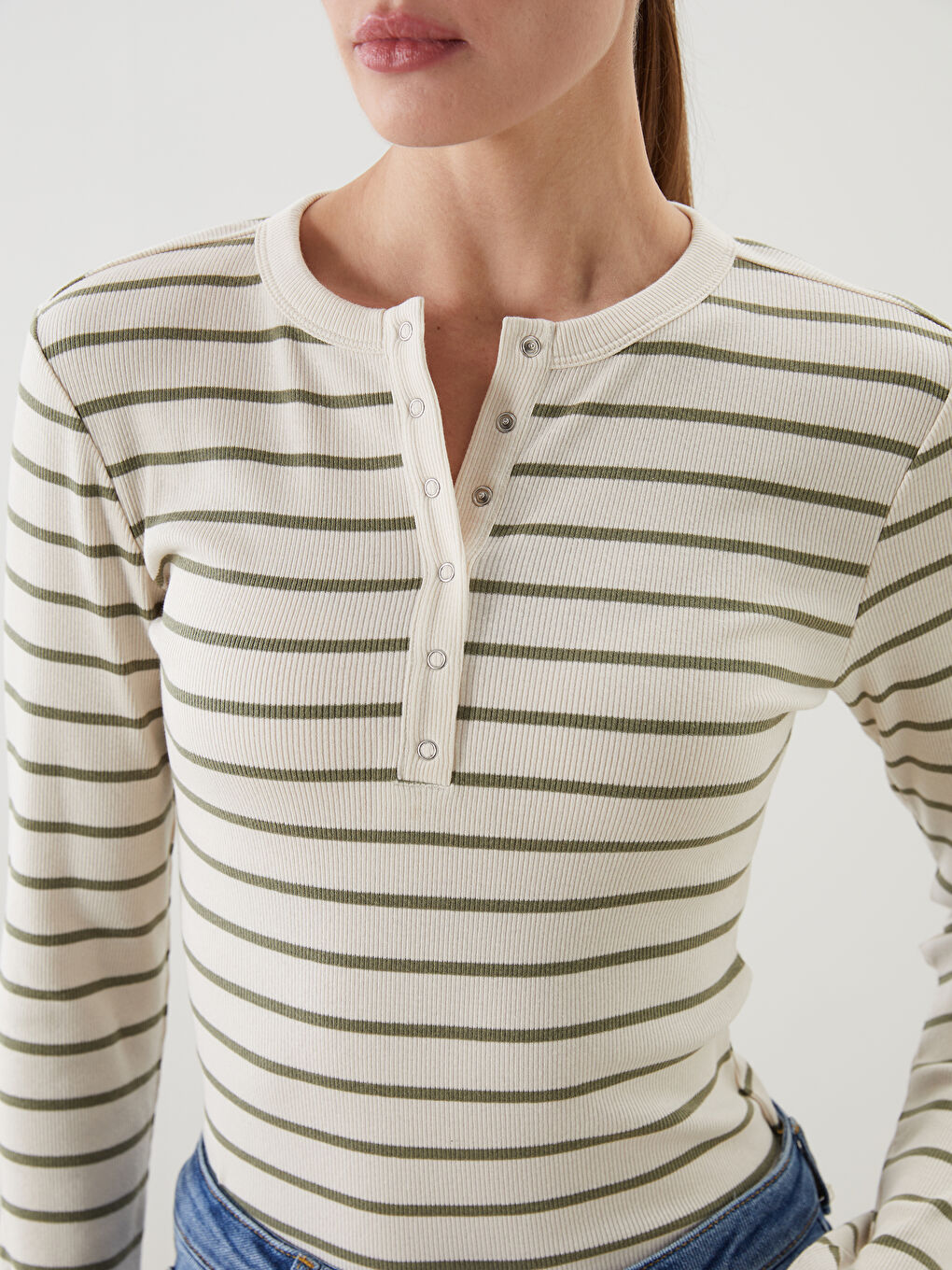LCWAIKIKI Classic Crew Neck Striped Women's Body -W59462Z8-LFT