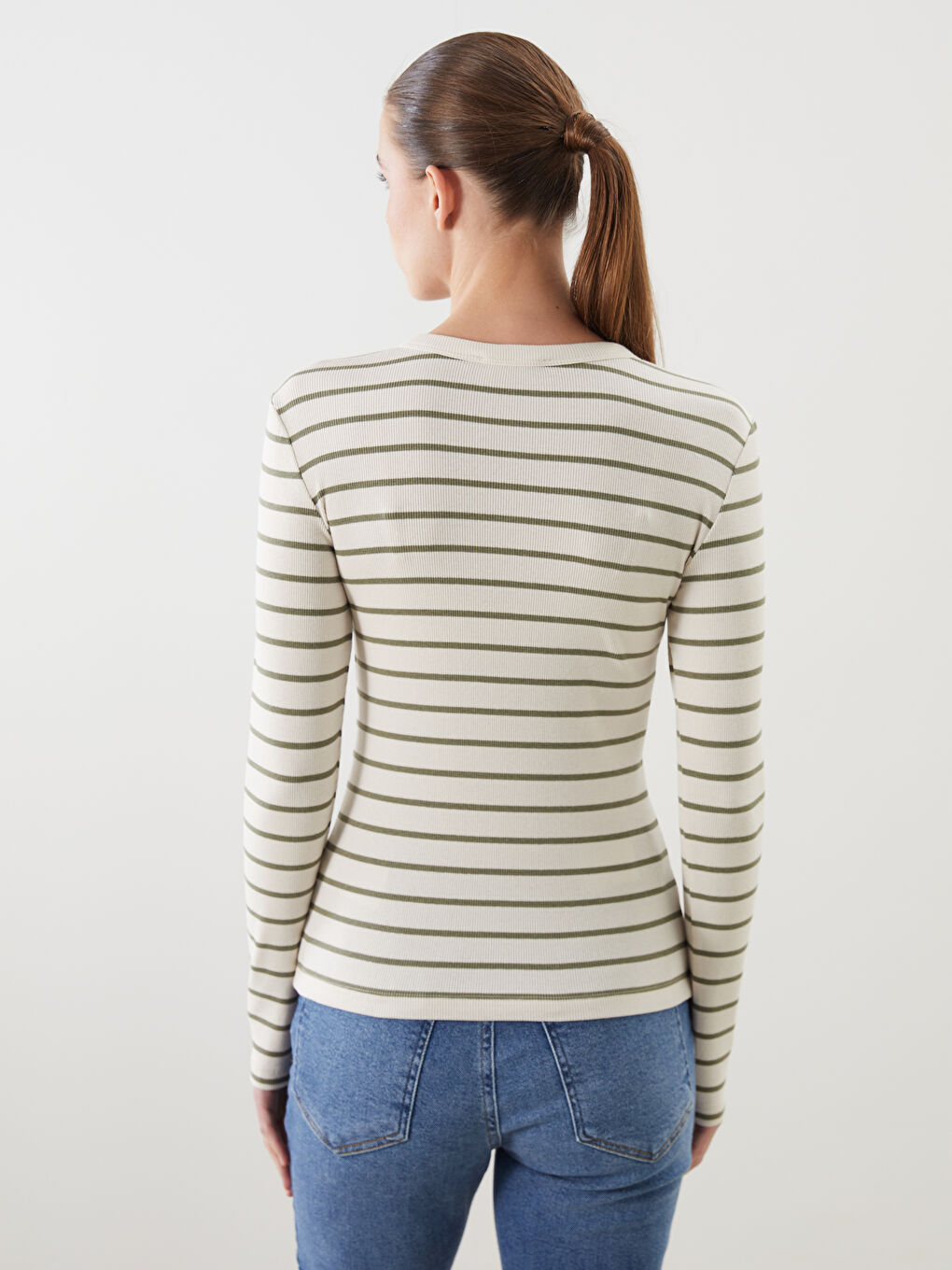 LCWAIKIKI Classic Crew Neck Striped Women's Body -W59462Z8-LFT