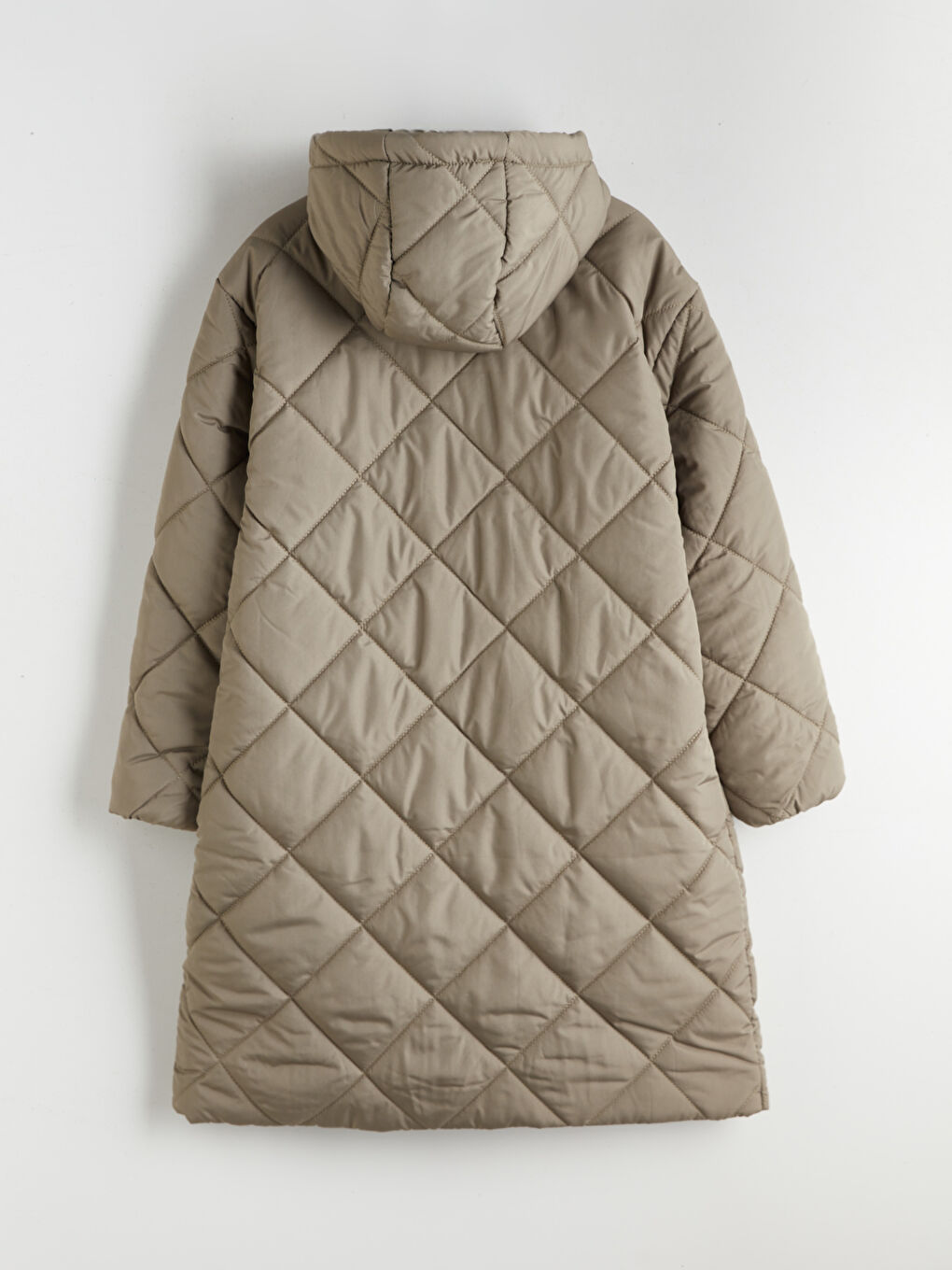 Haki Kapüşonlu Kapitone Kadın Şişme Mont-8