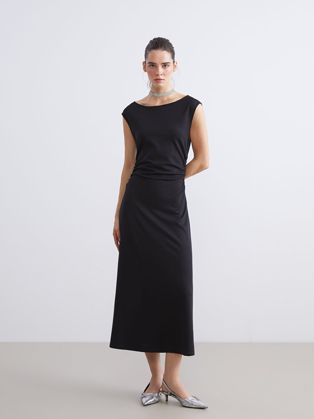 Crew Neck Ruched Dress