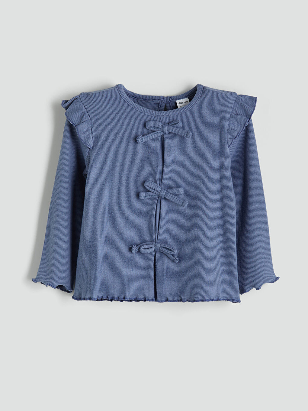 İndigo Fırfırlı Kız Bebek Bluz ve Pantolon 2'li Takım-1