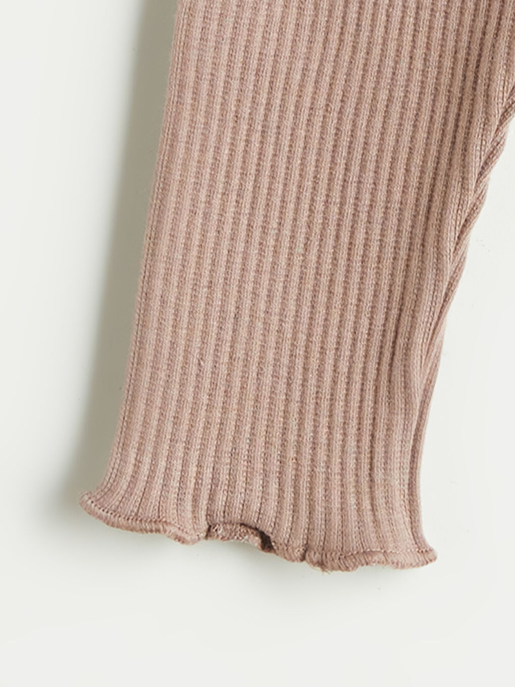 Kahverengi Beli Lastikli Kız Bebek Tayt-1