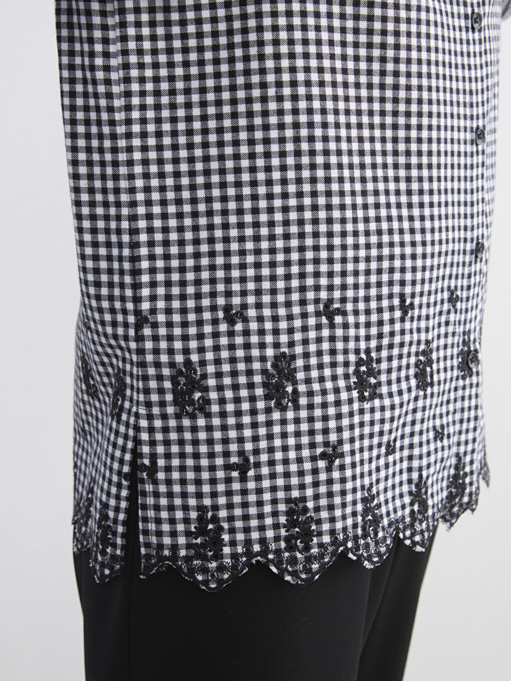 Plaid Frilled Women's Shirt-2