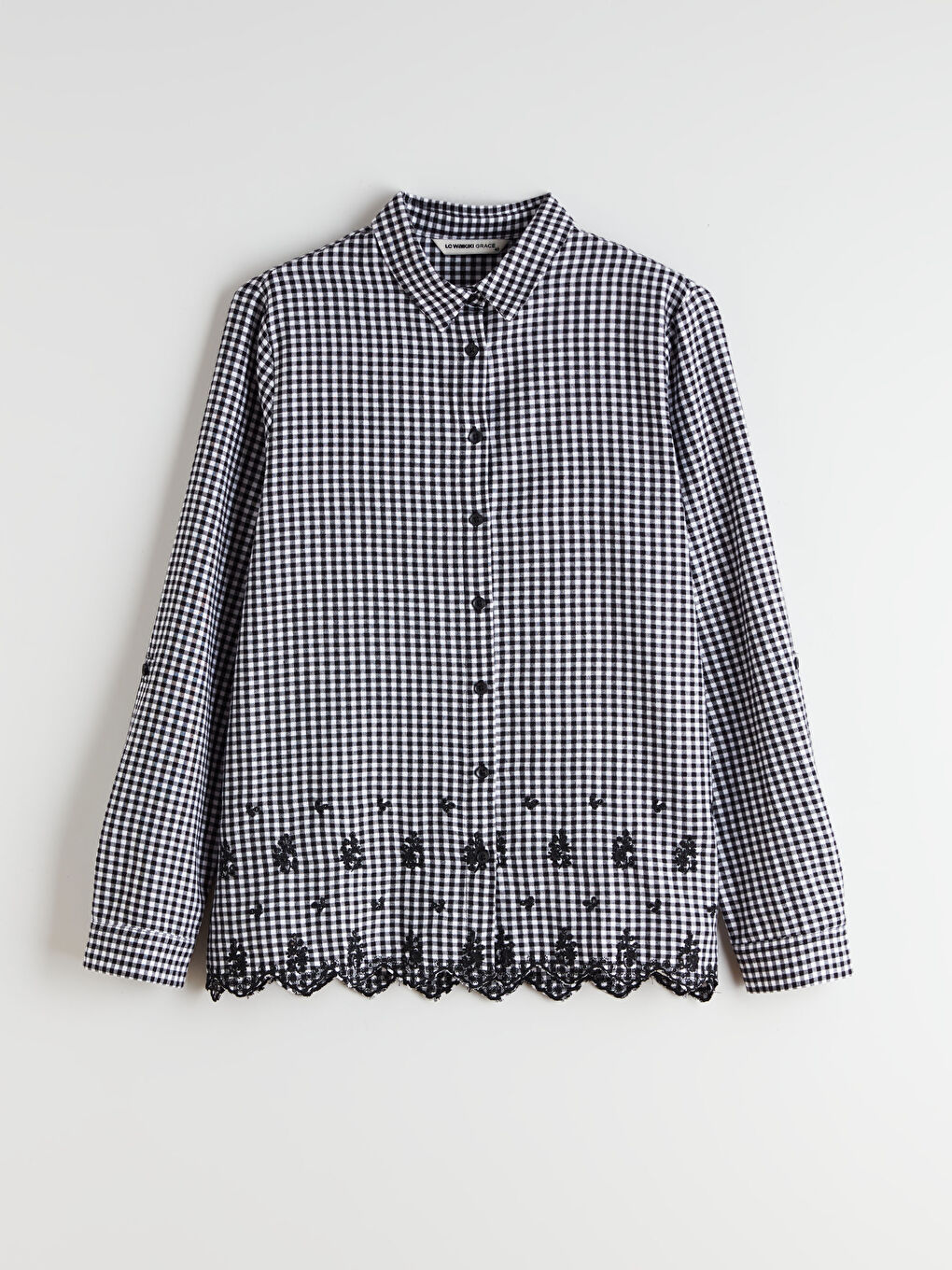 Plaid Frilled Women's Shirt-4