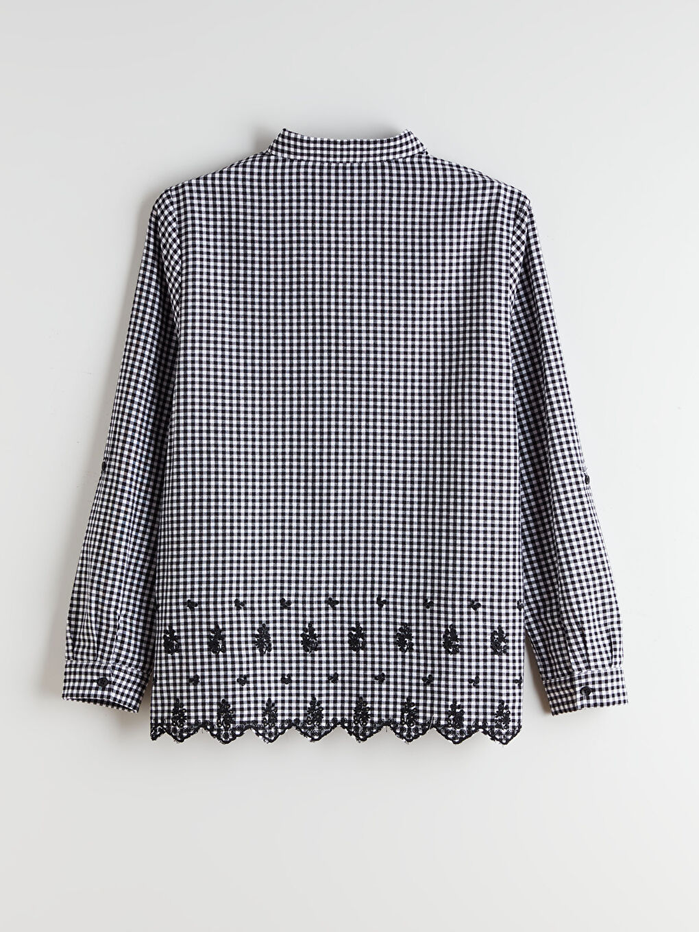 Plaid Frilled Women's Shirt-5