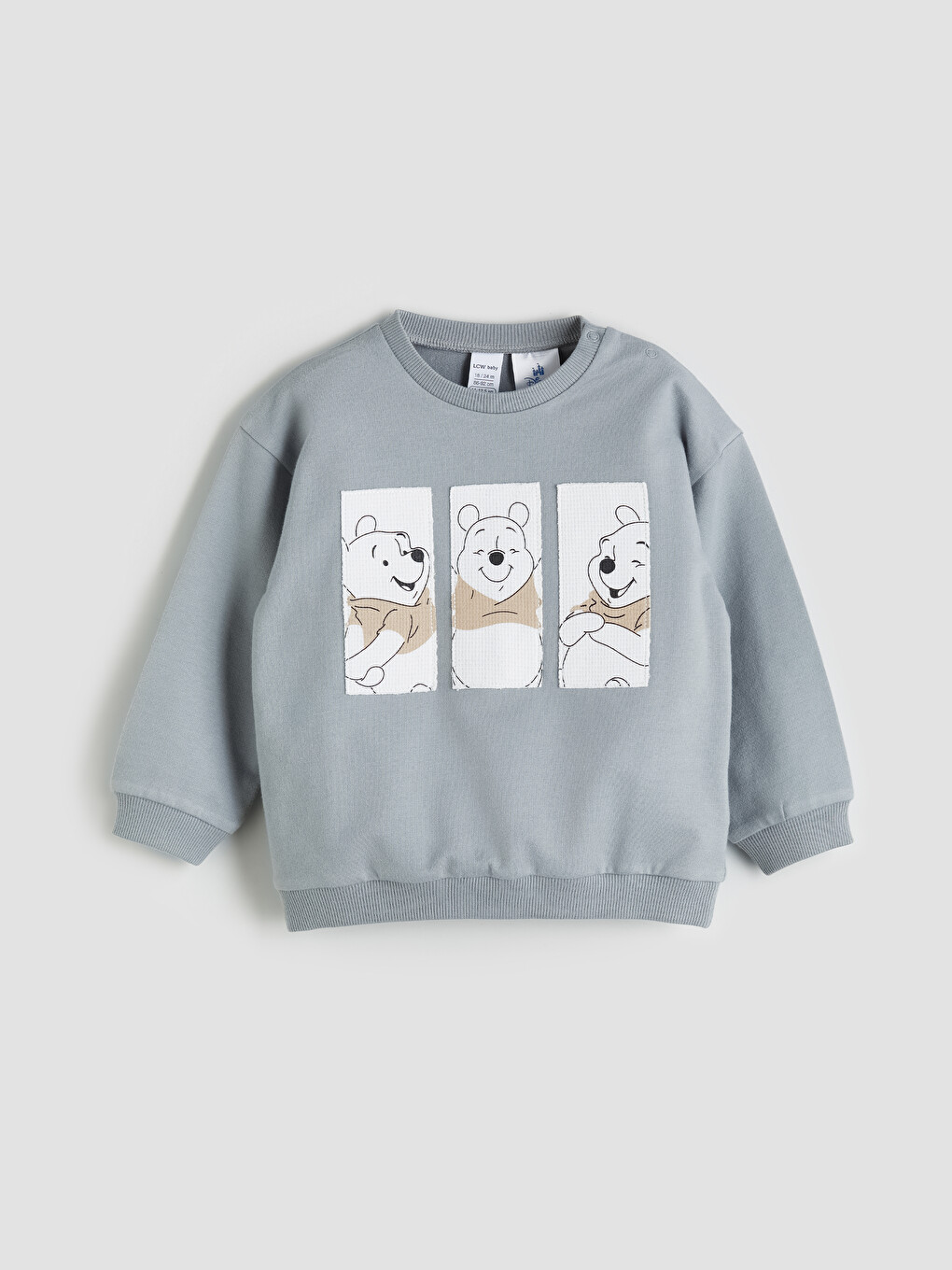 Gri Winnie The Pooh Baskılı Erkek Bebek Tişört