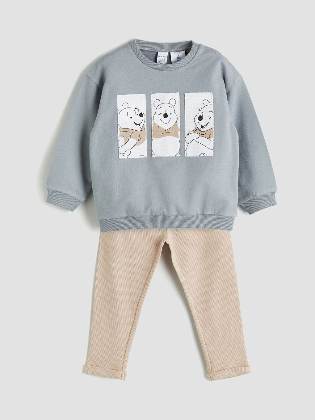 LCW baby Crew Neck Long Sleeve Winnie the Pooh Printed Baby Boys' Sweatshirt and Sweatpants 2 Pack Set -W59574Z1-VWV