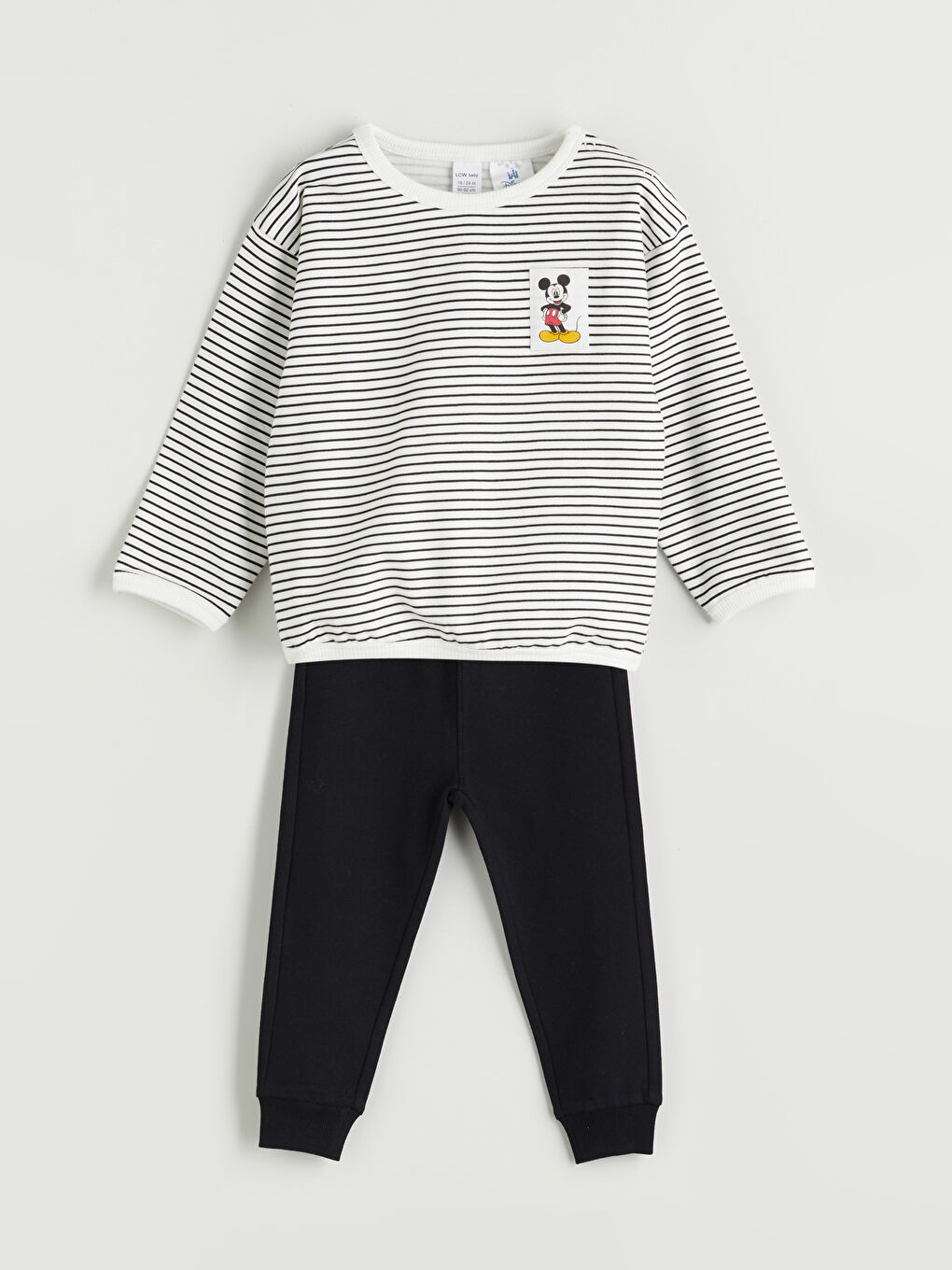 LCW baby Mickey Mouse štampani komplet dukserica i donji deo trenerke za bebe dečake - 2 pakovanja -W59590Z1-LFC