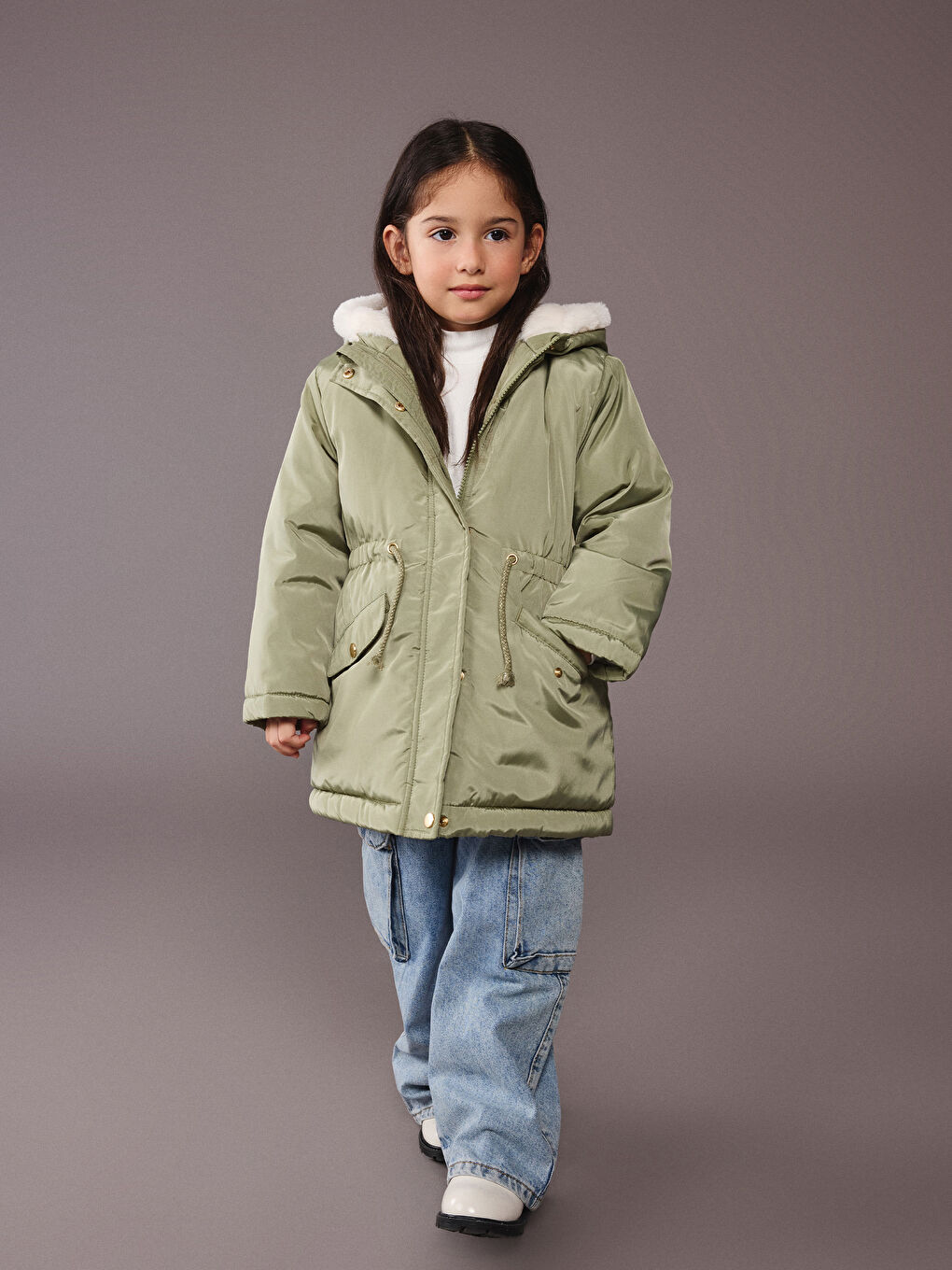 Пальто для дівчаток з капюшоном-1