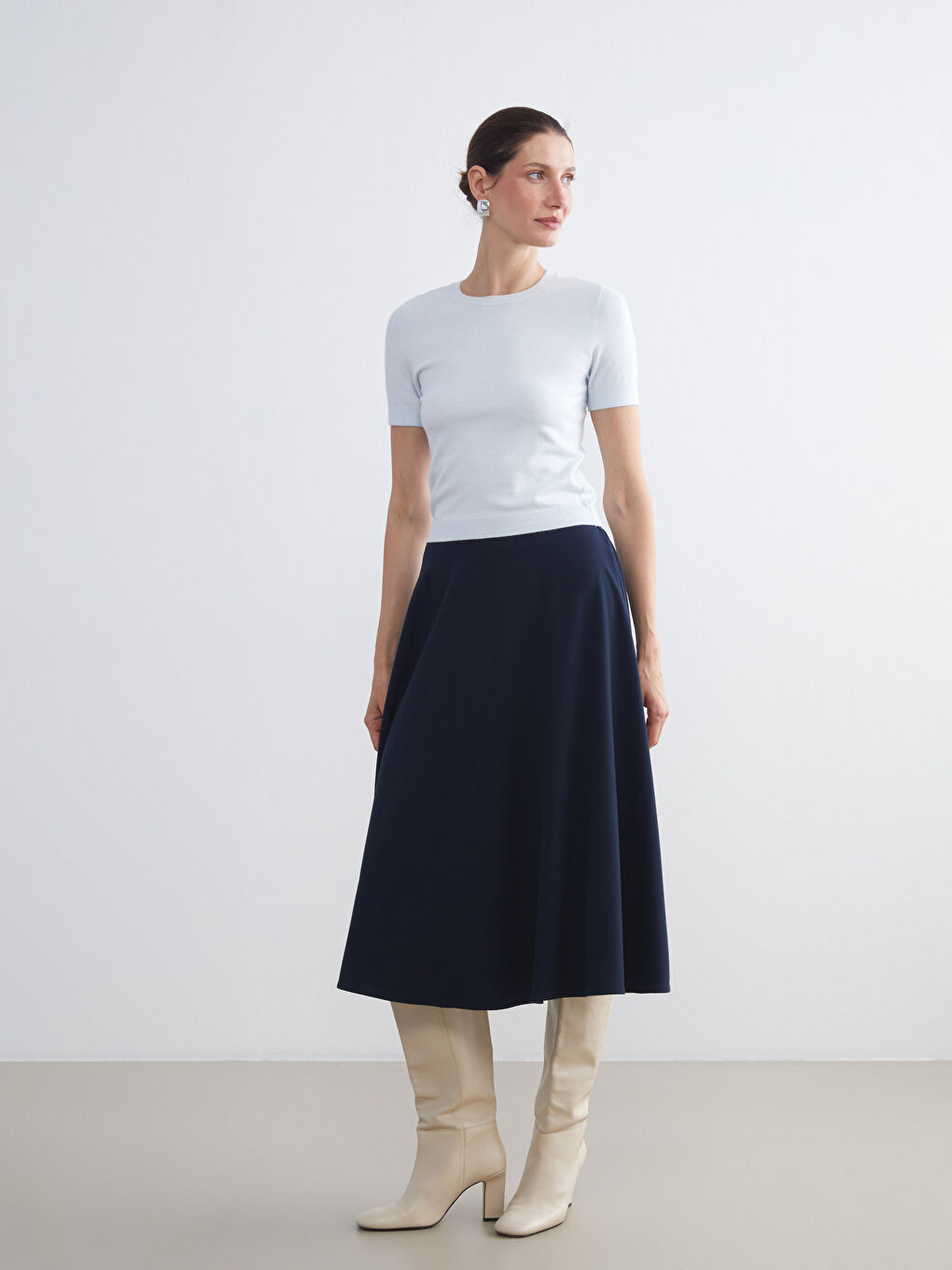 LCW Grace Elasticated Waist A-Line Skirt -W59601Z8-E1J