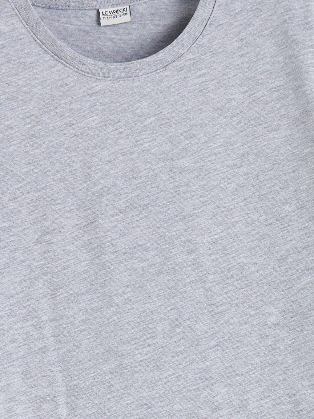 Gri Bisiklet Yaka Basic Erkek Çocuk Tişört-3