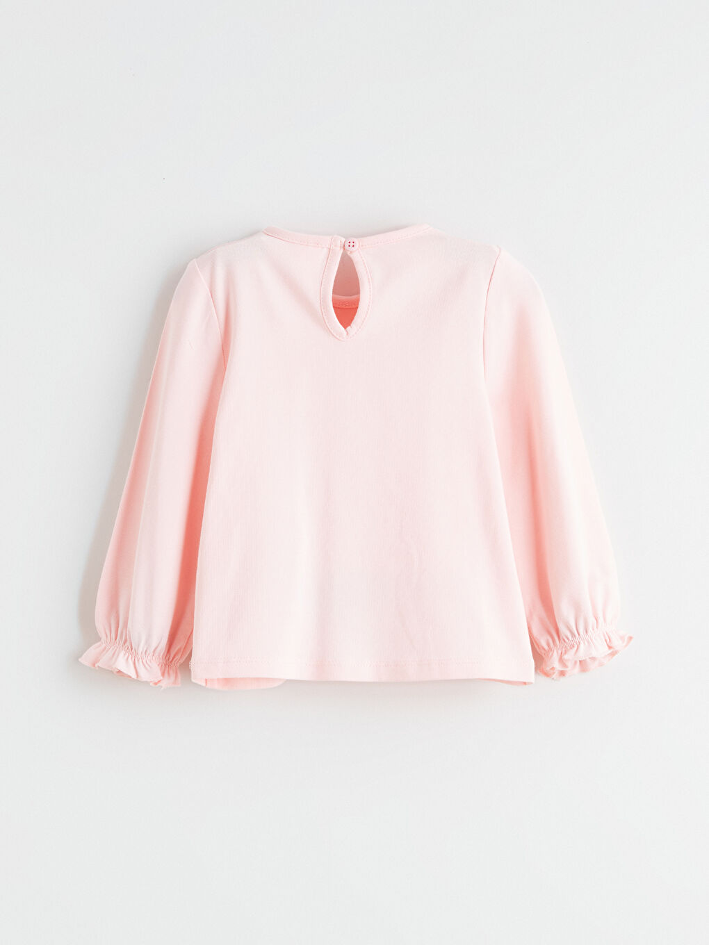 Bej Fiyonk Detaylı Kadife Kız Bebek Salopet Elbise ve Tişört-5