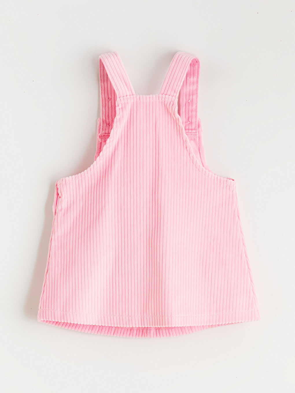 Pembe Fiyonk Detaylı Kadife Kız Bebek Salopet Elbise ve Tişört-7