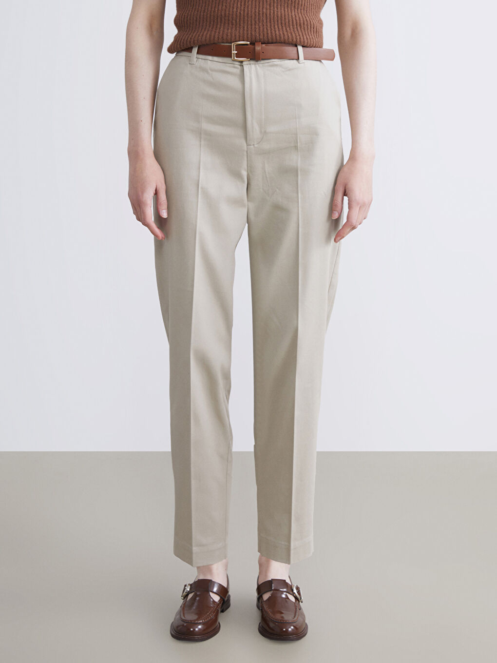 LCW Vision Belted High Waisted Carrot Fit Women's Trousers -W59631Z8-EEV