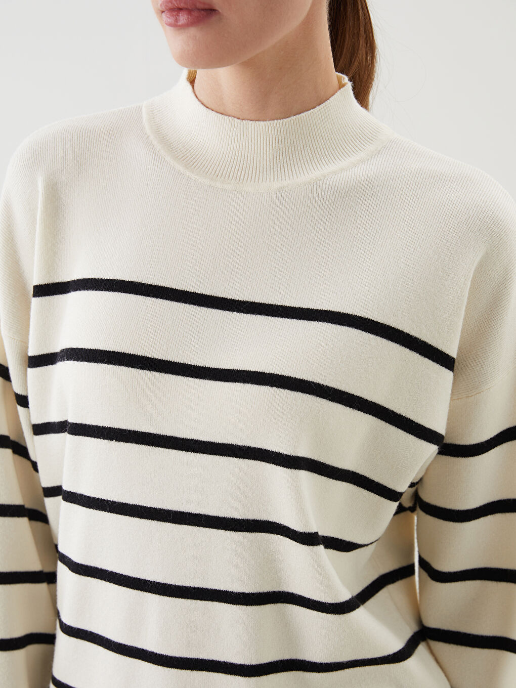 Half Turtleneck Striped Women's Knitwear Sweater-2